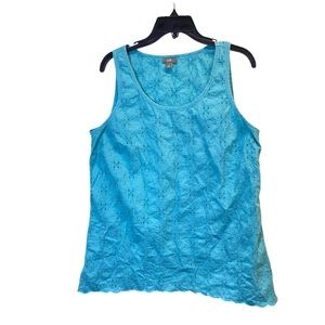 J. Jill 100% Cotton Lightweight  Blue Top Sleeveless Size M